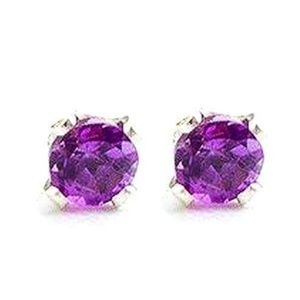 6mm Purple Amethyst Gemstone Post Stud Earrings